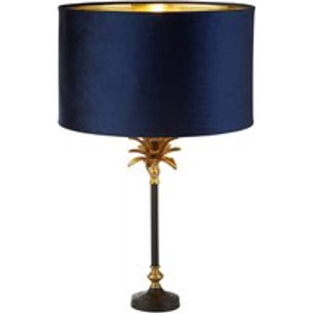 Searchlight 81211AZ Palm Table Lamp Antique Brass Black Navy Velvet Sh