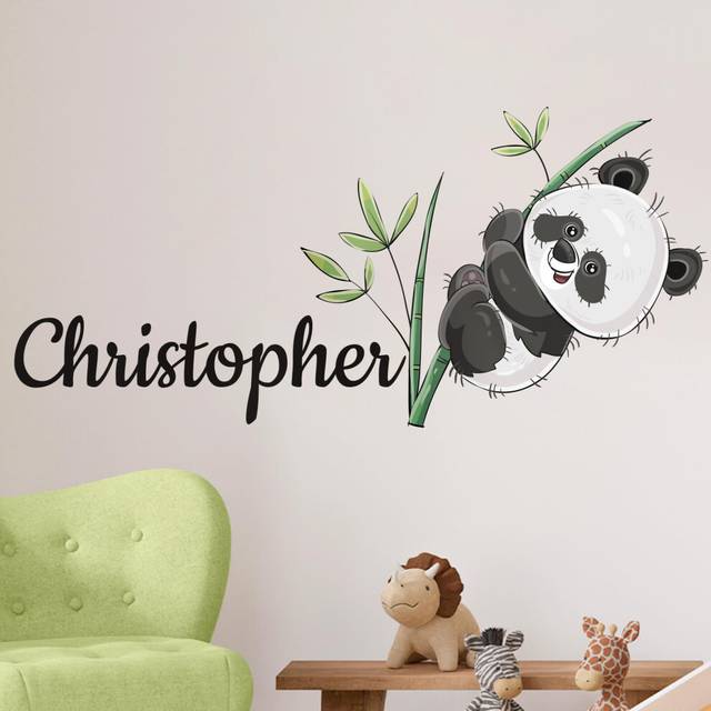Custom Name Panda Bamboo Wall Decals | Panda Decorations for Kids | Room Decorations for Boy & Girl | Nursery Wall Decor | Panda Party Decorations |