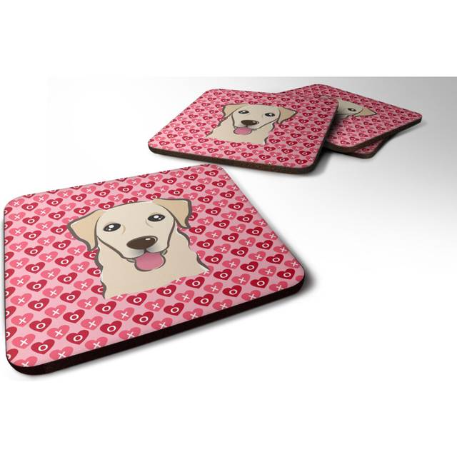 """""Caroline's Treasures BB5322FC Golden Retriever Hearts Foam Coaster (Set of 4)  3.5""""""""  Multicolor"""""