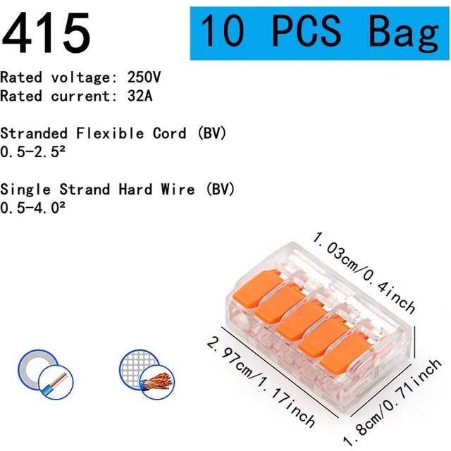 (10pcs-415-Bag) 10-75 Pcs Orange Universal Type Quick Plug-in Terminals,Electrical Equipment Connectors,Wire Connector Terminals,250V/32A