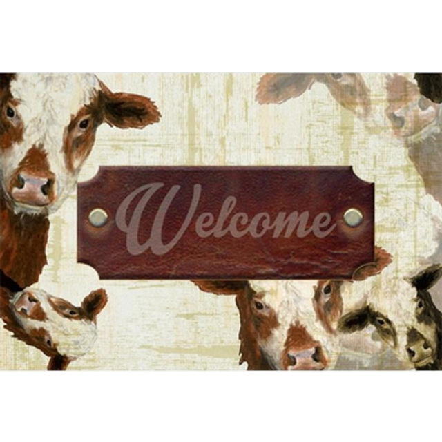 """""Caroline's Treasures SB3065PLMT Welcome Cow Fabric Placemat  Multicolor"""""