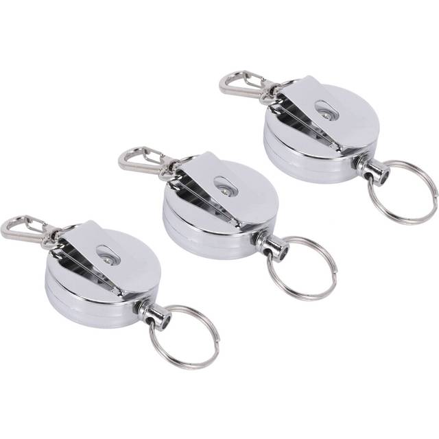 3X Stainless Silver Retractable Key Chain Keyring Steel
