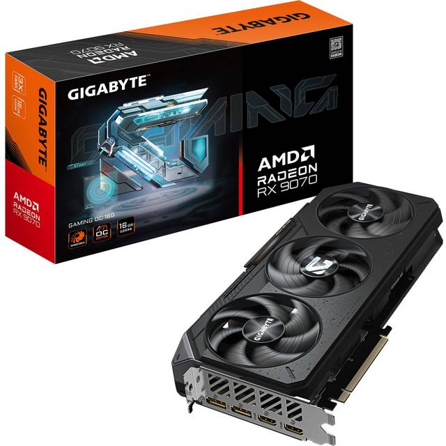 Gigabyte Radeon RX 9070 GAMING OC 16G grafikkort - 16GB GDDR6, 256bit, PCI-E 5.0, 2700 MHz Core Clock, 2 x DisplayPort, 2 x HDMI, GV-R9070GAMING OC-16GD