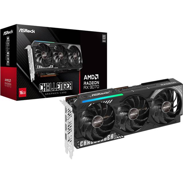 ASRock Radeon RX 9070 Challenger 16GB - Grafikkort - Radeon RX 9070 - 16 GB GDDR6 - PCIe 5.0 x16 - HDMI, 3 x DisplayPort