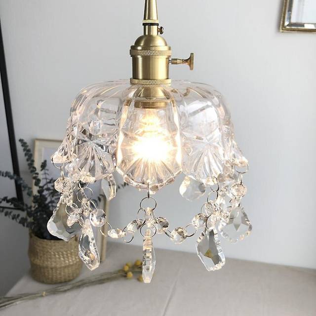 20CM Small Brass Glass Chandelier 220V E27*1 Without Bulb