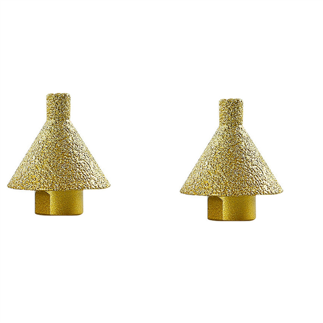 2X M10 Diamond Beveling Chamfering Bit Hole Drill Reaming Cone Carve Polish Grinding Wheel 45mm