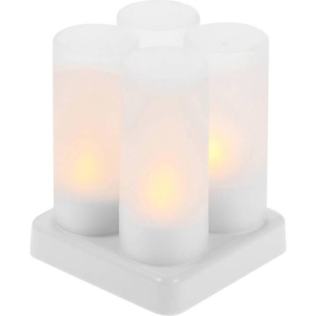 4 Pcs & Us Plug 4 Pcs Rechargeable Flameless Candles With Remote Control Realistic Flickering Yellow Led Cordless Tealight Candles With Frosted Cups C