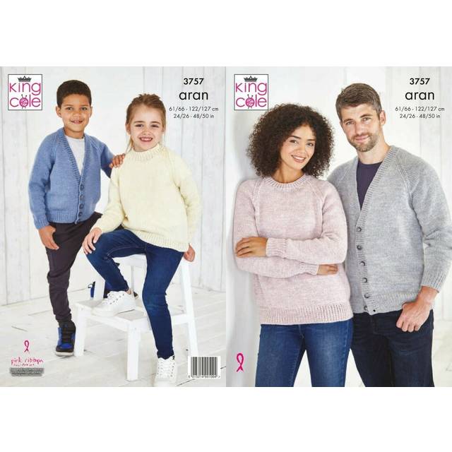 Cardigan and Sweater in King Cole Fashion Aran (3757)