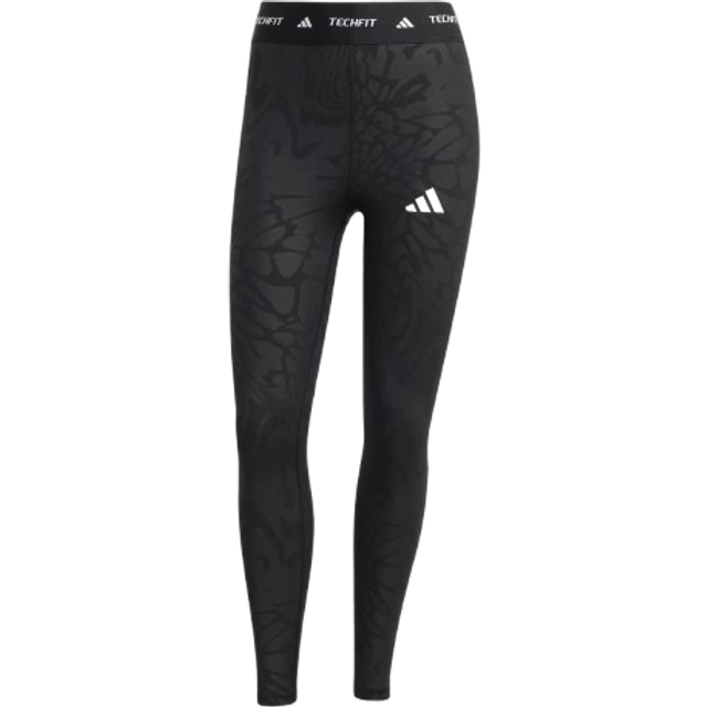 adidas – Training Tech Fit – Svarta, mönstrade leggings med 7/8-långa ben-Svart/a