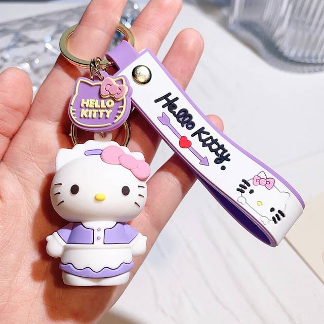 (Maid) Hello Playful Kitty Keychain Silicone Charm Ideal For Various Holidays And Special Events