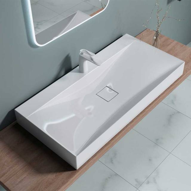 Durovin Bathrooms Luxurious Stone Resin Bathroom Basin - Wall Hung Or Countertop Mount Bathroom Sink - Concealed Waste - Width 1000mm