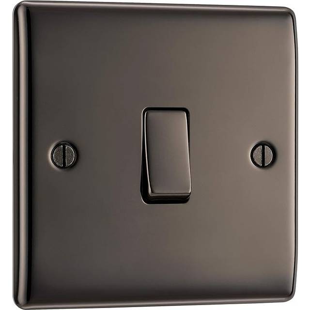 BG 10Ax 2 Way Screwed Raised Plate Single Switch - Black Nickel