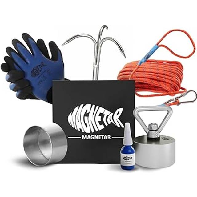 Magnetar Set med fiskemagnet – 600 kg fiskmagnet 360 allround – hårdporr – magnetiskt fiskset med rep/handskar/krok/fodral/lim – neodym fiskmagnet för magnetfiske