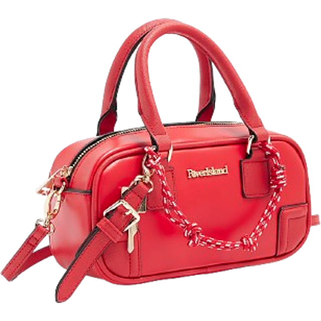 River Island Womens Red Faux Leather Charm Top Handle Bowler Bag - One Size