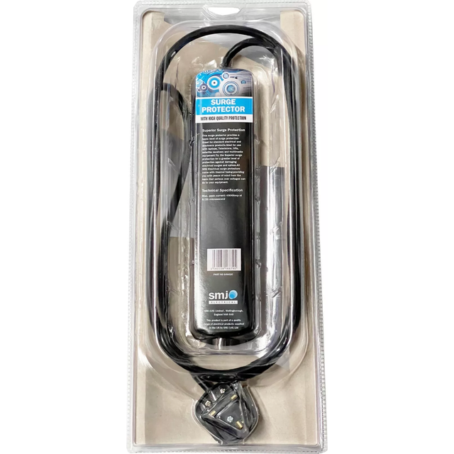 2m Extension Lead 4 Way Gang Sockets Mains Individual Switch Surge Protector