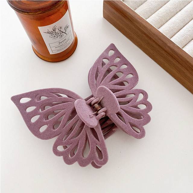 (Purple11.7cm) Trendy Plush Shark Claw Clip With Jumbo Bow For Effortless Fall Fashion Essentials