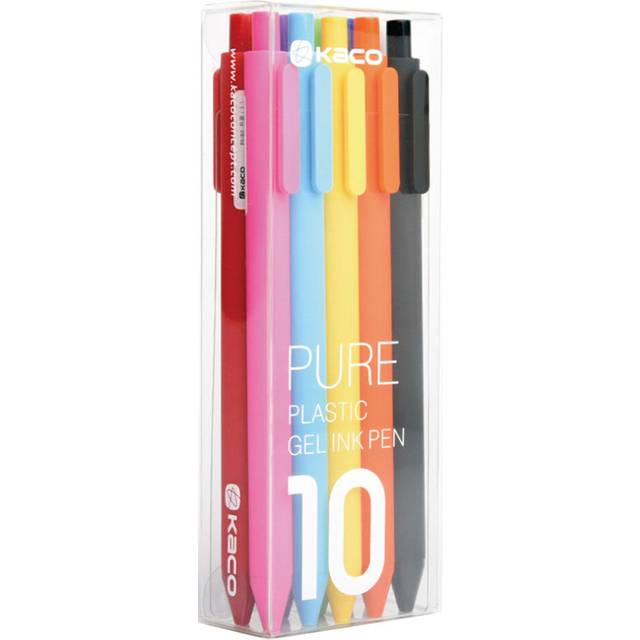 KACO PURE 10Pcs Candy Color Gel Pens 0.5mm Black Multicolor Gel Ink Pens Press Type Writing Pen Stationery Office School Supplies Form XIAOMI YOUPIN