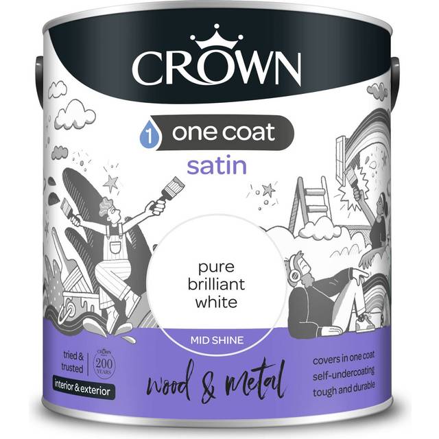 Crown Wood and Metal One Coat Satin Pure Brilliant White 2.5L