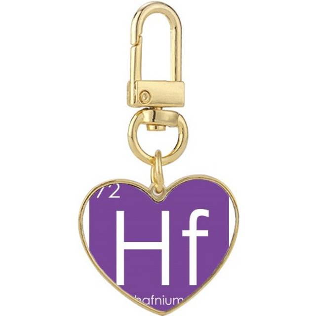 Chestry Elements Period Table Transition Metals Hafnium Hf Gold Heart Keychain Metal Keyring Holder