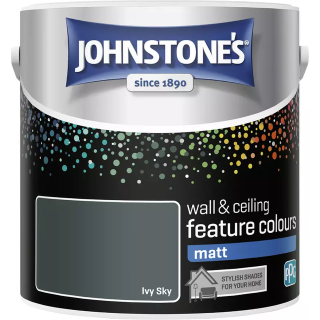 Johnstone's Feature Colours Walls & Ceilings Ivy Sky Matt Emulsion Paint 1.25L - JOHNSTONES - Grey