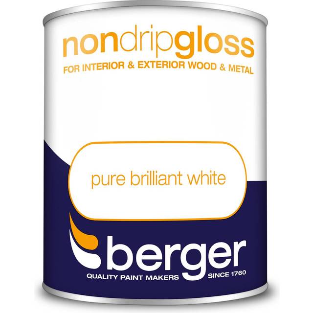 Berger Wood & Metal Pure Brilliant White Non Drip Gloss Paint - 750ml