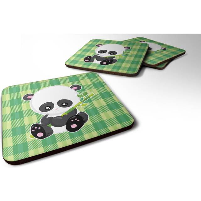 """""Caroline's Treasures Panda Lucky Bamboo Foam Coaster Set of 4  3.5  Multicolor"""""