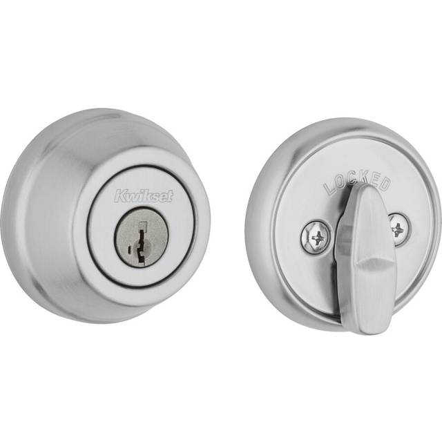Kwikset 780 Deadbolt Lock  Satin Chrome Round Exterior Keyed Front Entry Door  Pick Resistant SmartKey Rekey Security  Single Cylinder Dead