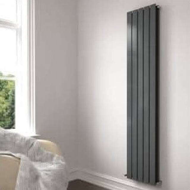 (Anthracite Grey, 1800mm x 380mm) iBathUK Apex Vertical Double Slim Flat Panel Radiator, Designer Radiator, Vertical Electric Radiators