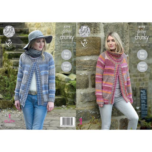 King Cole 4598 Chunky Knitting Pattern Ladies Sweater & Jacket