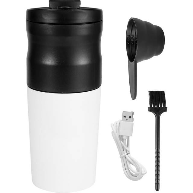 Stainless Steel Electric Coffee Grinder Mini Kitchen Grain Bean Mill Grinding Machine with USB white
