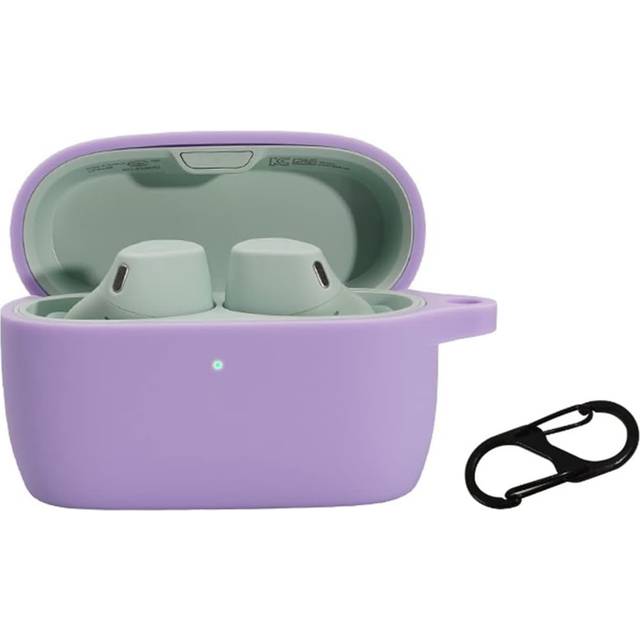 BoLuo Fodral för Jabra Elite 4 aktiv med karbinhake, silikon anti-fall hörlursskydd skins pund, skyddande fodral stöttåligt skal för Jabra Elite 4 Active TWS trådlösa Bluetooth-hörlurar (lila)