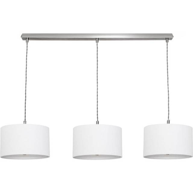 ValueLights Brushed Chrome 3 Drop Bar Lamp Holder White Fabric Shades