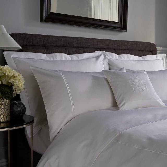 800 Thread Count Double Cord Embroidered Sateen Pillowcase - Set of 2 - White