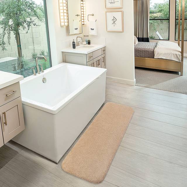 Non-Slip Extra Large Rectangle Bath Rug - Beige (50cm W)