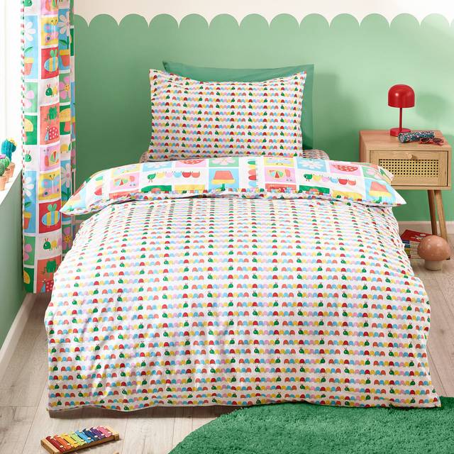 Catherine Lansfield Curious Caterpillar Reversible Duvet Cover Bedding Set Bright - Multi