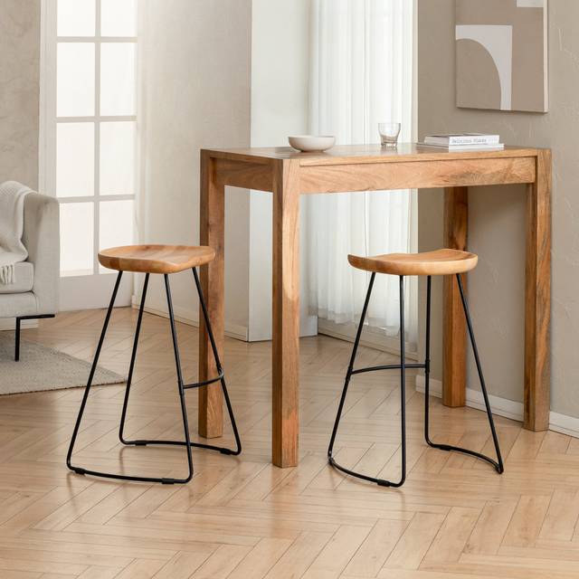 Borough Wharf Loko Solid Wood Kitchen Counter Bar Stool Natural 73.75cm