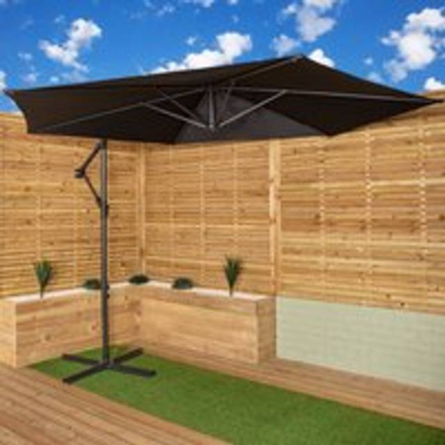 Samuel Alexander 3m Cantilever Parasol in Black with Crank Handle, Black