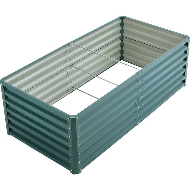 Rectangular Metal Raised Garden Bed - Green (57cm H x 180cm W x 90cm D)