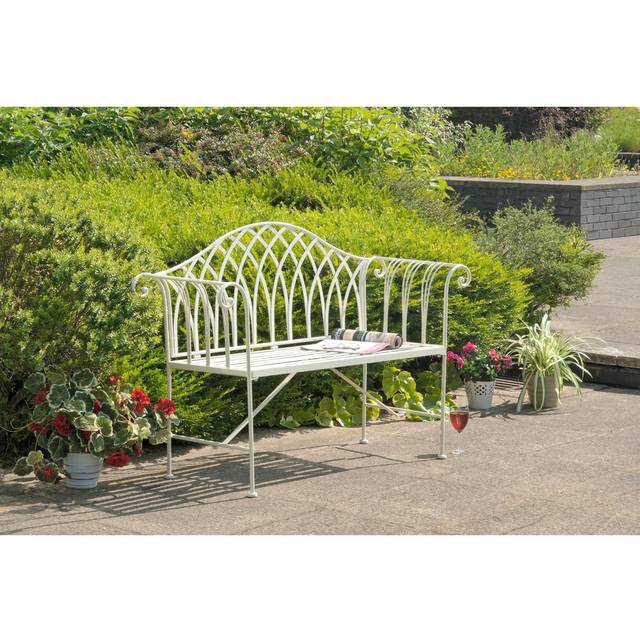 Iron Classic Garden Bench - White (93cm H X 128cm W X 44cm D)