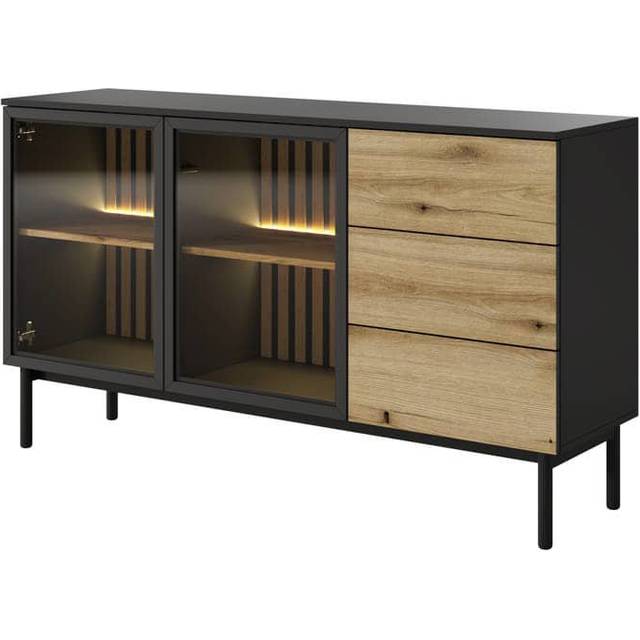 Elegant Lang Display Sideboard Cabinet 150cm - Versatile Storage Solution - Oak (85cm H X 150cm W X 39cm D)