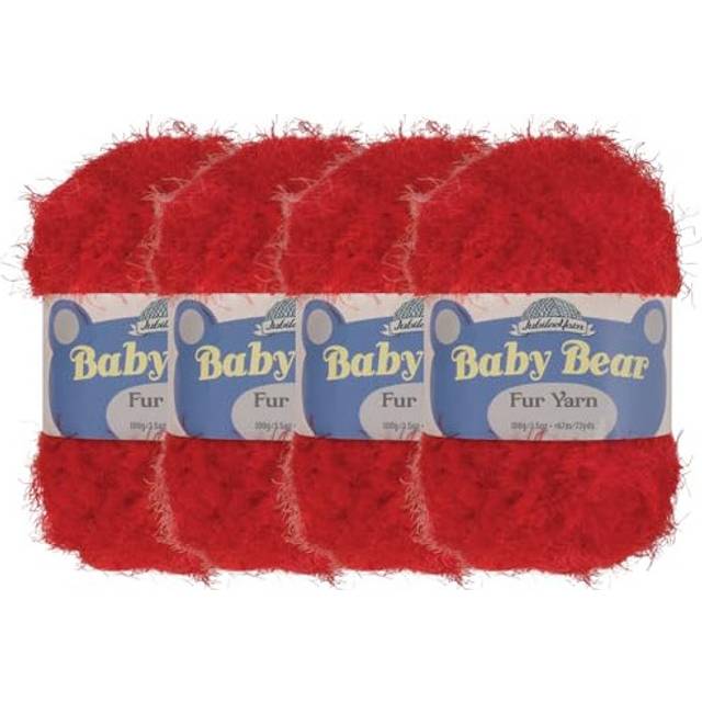 JubileeYarn Baby Bear Yarn - Chunky Weight Polyester Fur - 100g/Skein -ÂRed - 4 Skeins
