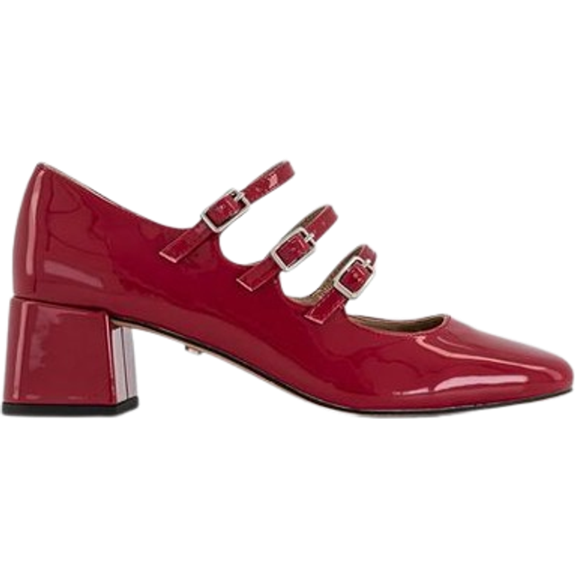 OFFICE Womens Marvellous Triple Stap Mary Jane Block Heels Red Patent, 9