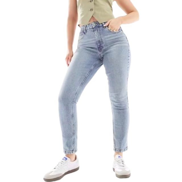 ASOS DESIGN Hourglass – Mellanblå, bekväma mom jeans i smal passform