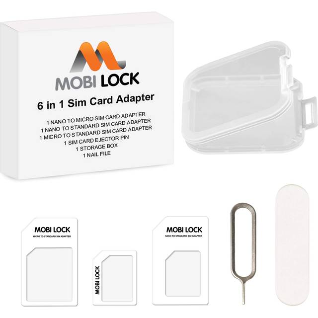 Mobi Lock 4 in 1 Sim Card Adapter (Micro, Nano and Standard Sim) Compatible with iPhone X, 8 Plus, 8, 7 Plus, 7 and All iPhone Series, Samsung,...