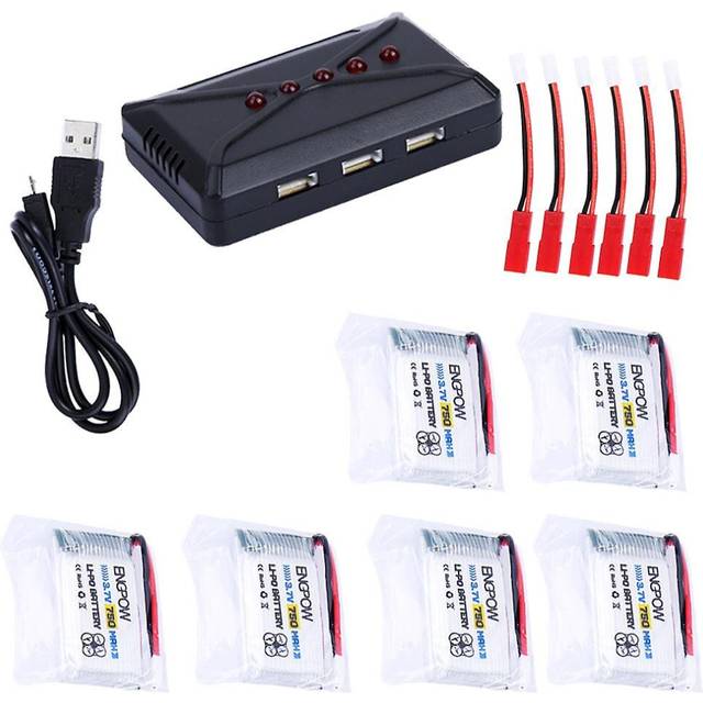 6pcs Engpow 3.7v 1200mah Lithium Battery With Charger For Rc Racing Drone Model