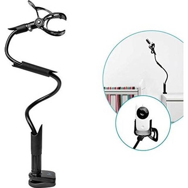 Twist Black Universal Baby Monitor Holder Secure with Straps Clamp to Furniture No Drilling Required Flexible Baby Camera Mount Baby Monitor Shelf