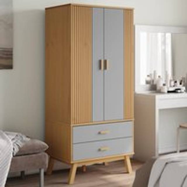 Wardrobe OLDEN Grey and Brown 76.5x53x172 cm Solid Wood Pine - One Size