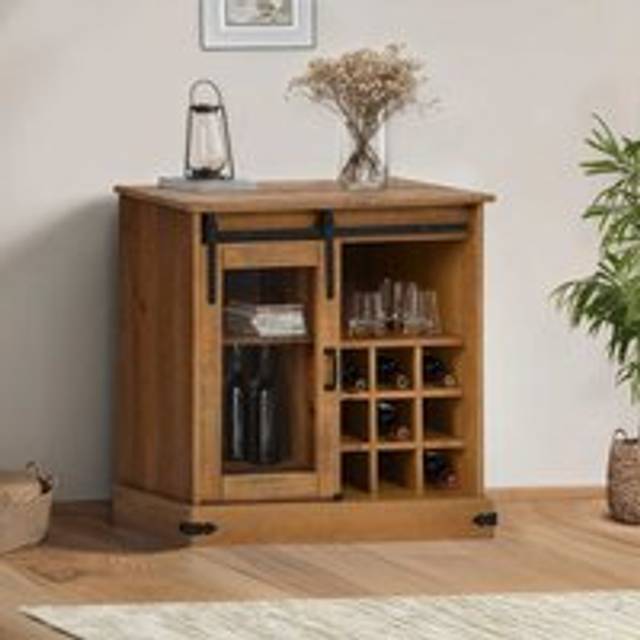 Sideboard HALDEN with Sliding Door 80x40x80 cm Solid Wood - Brown - One Size