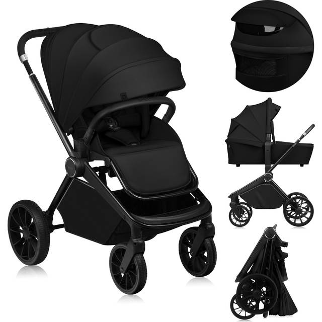 Lionelo MIKA Plus 2-in-1 Duovagn, Black Onyx