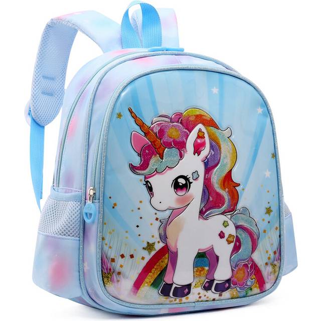 (Blue Pony) Modern Trendy Cute Pony Backpack For Preschool Kids With Soft Cotton Lining